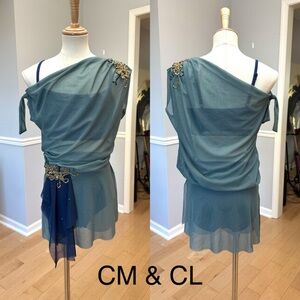 Sage green/navy dance costume